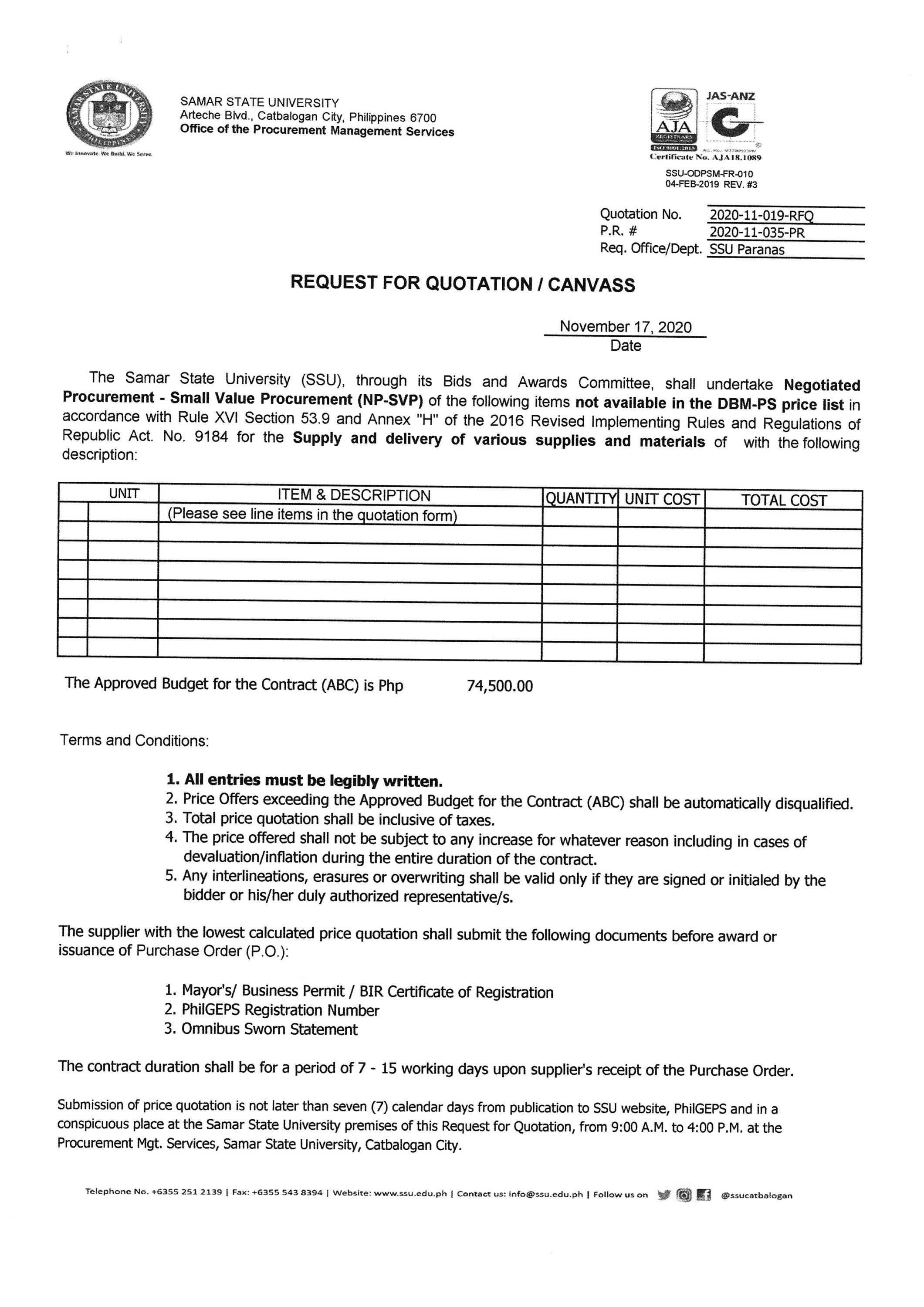 Supply and delivery of various supplies for Riso Machine {SSU Paranas 2020) (RFQ # 2020-11-019-RFQ)_Page_1
